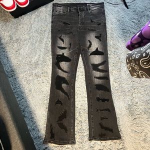 black flare bottom jeans